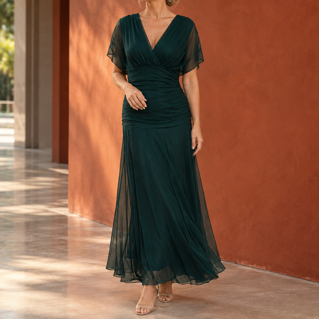 Clara Draped Maxi Dress - Dark Green
