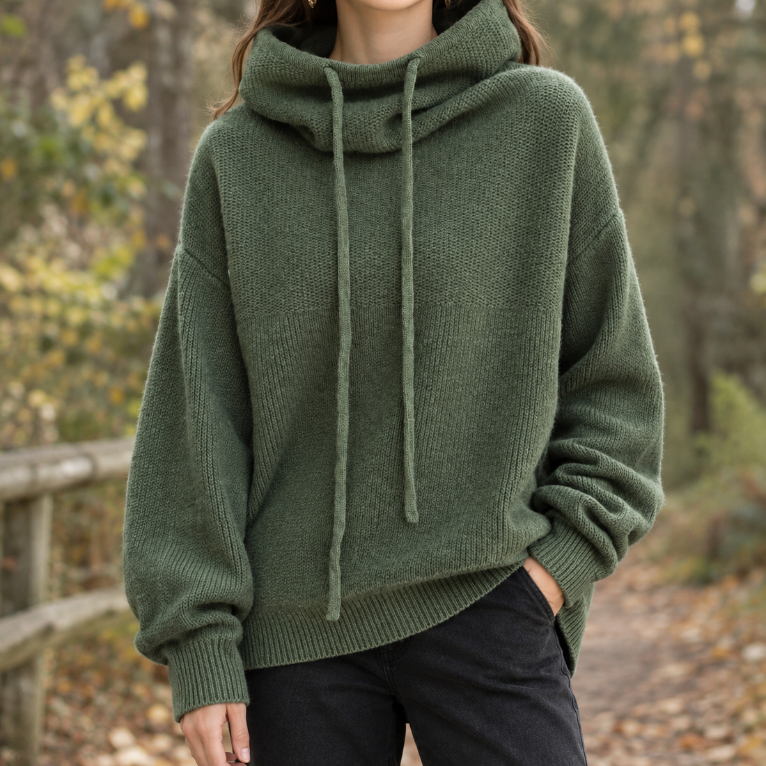 Ines Cowl Neck Sweater - Green