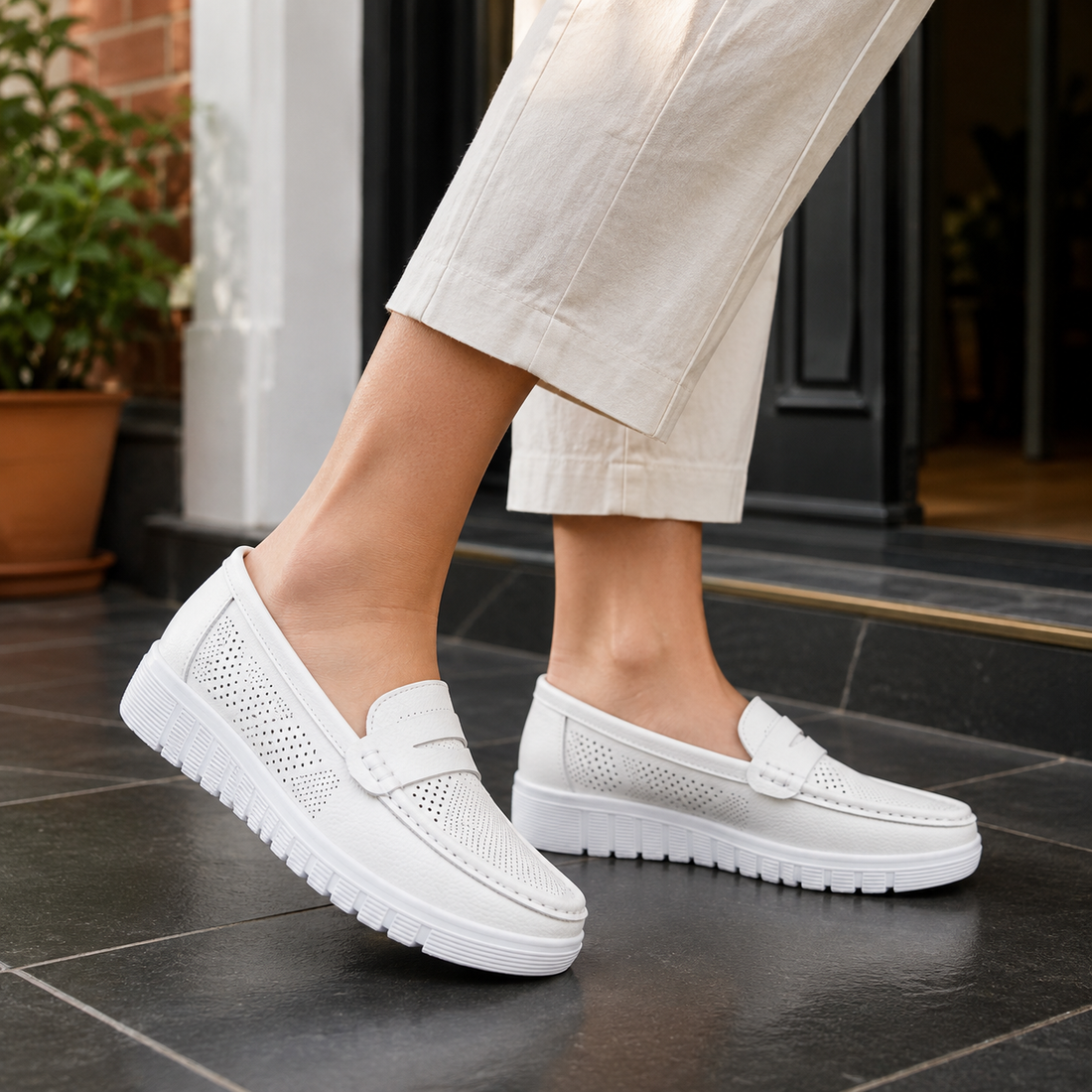 Lecce Perforated Loafers - White