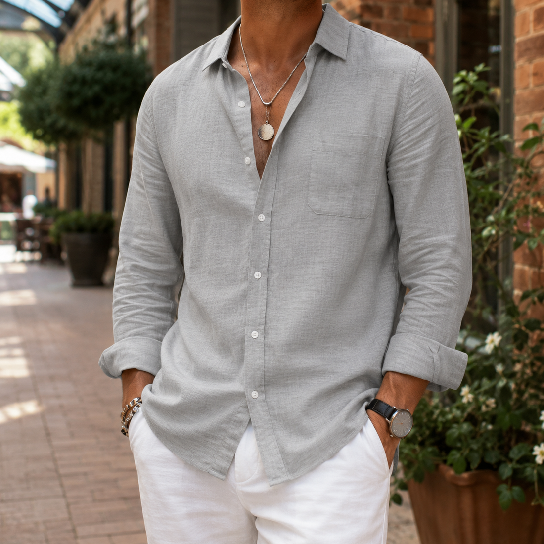Blake Cotton Shirt - Gray