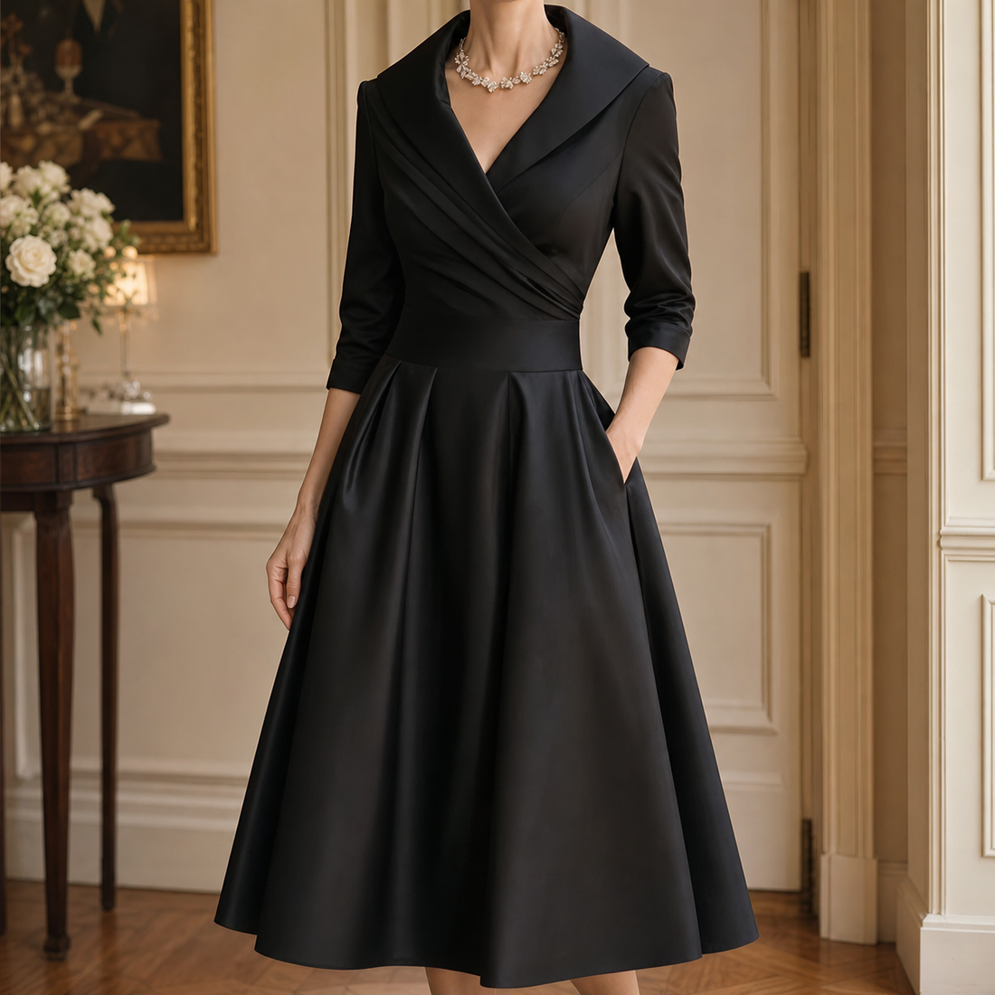 Tara A-Line Dress - Black