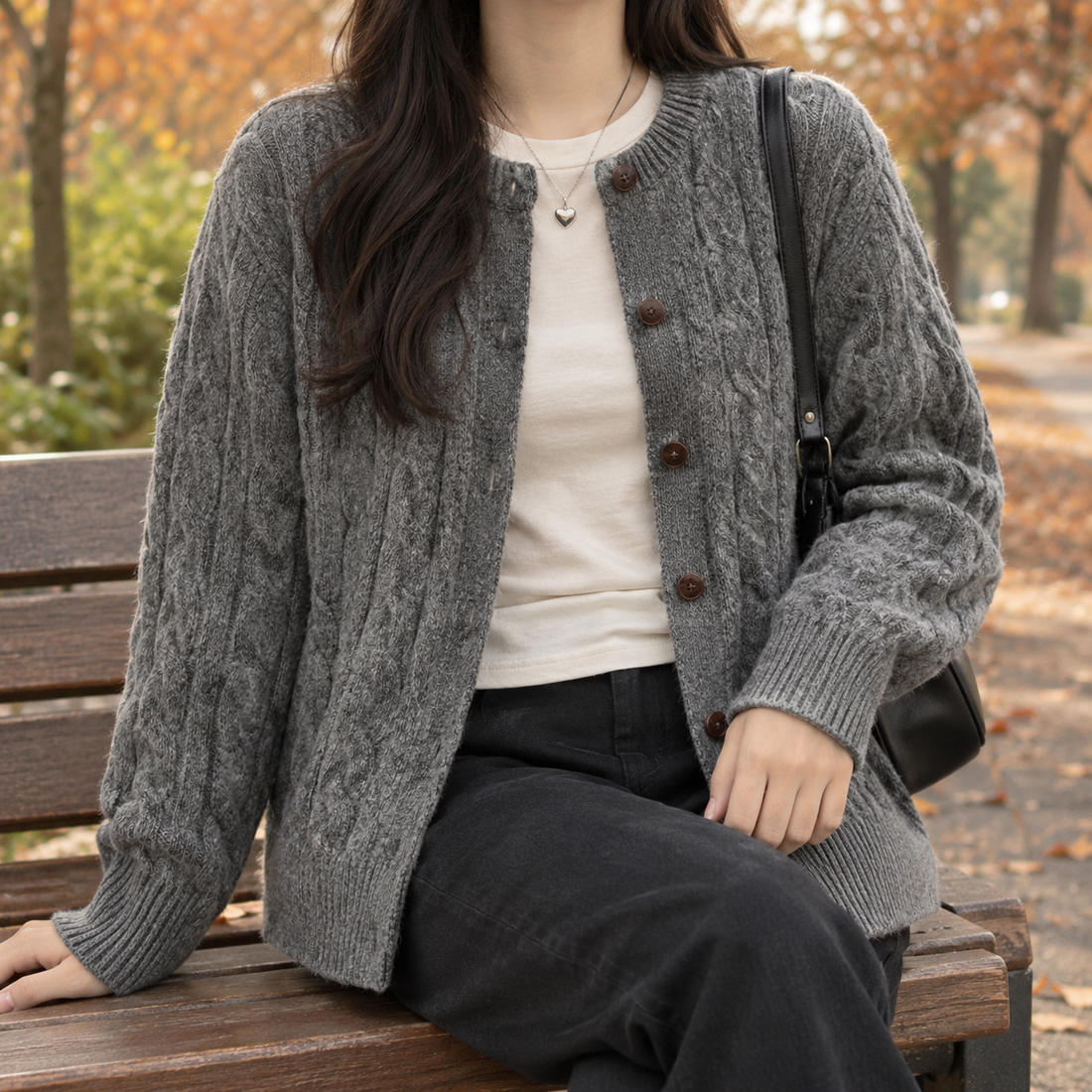 Joanna Cable Cardigan - Gray