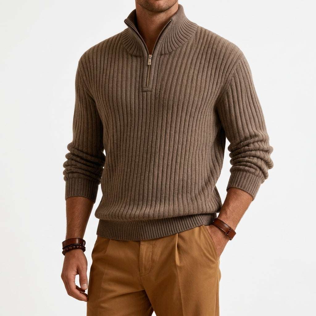 Marcel Quarter-Zip Sweater - Taupe