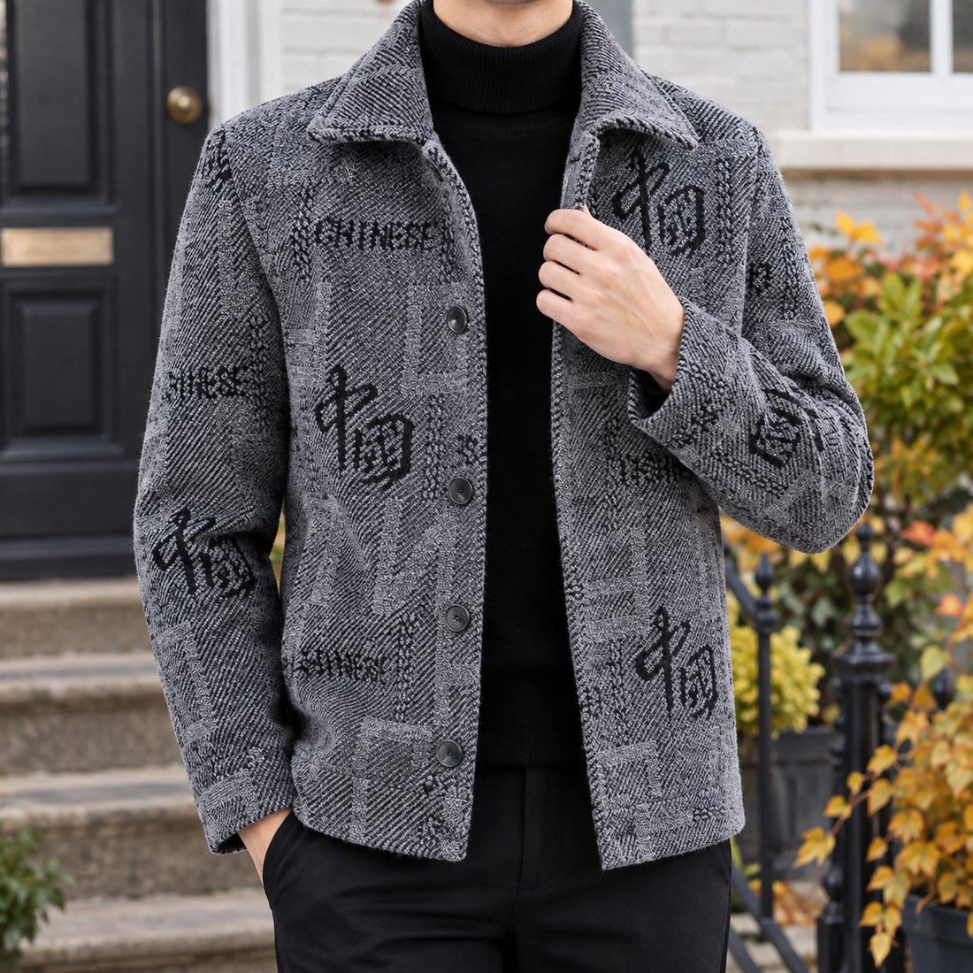 Ivan Patterned Jacket - Light Gray