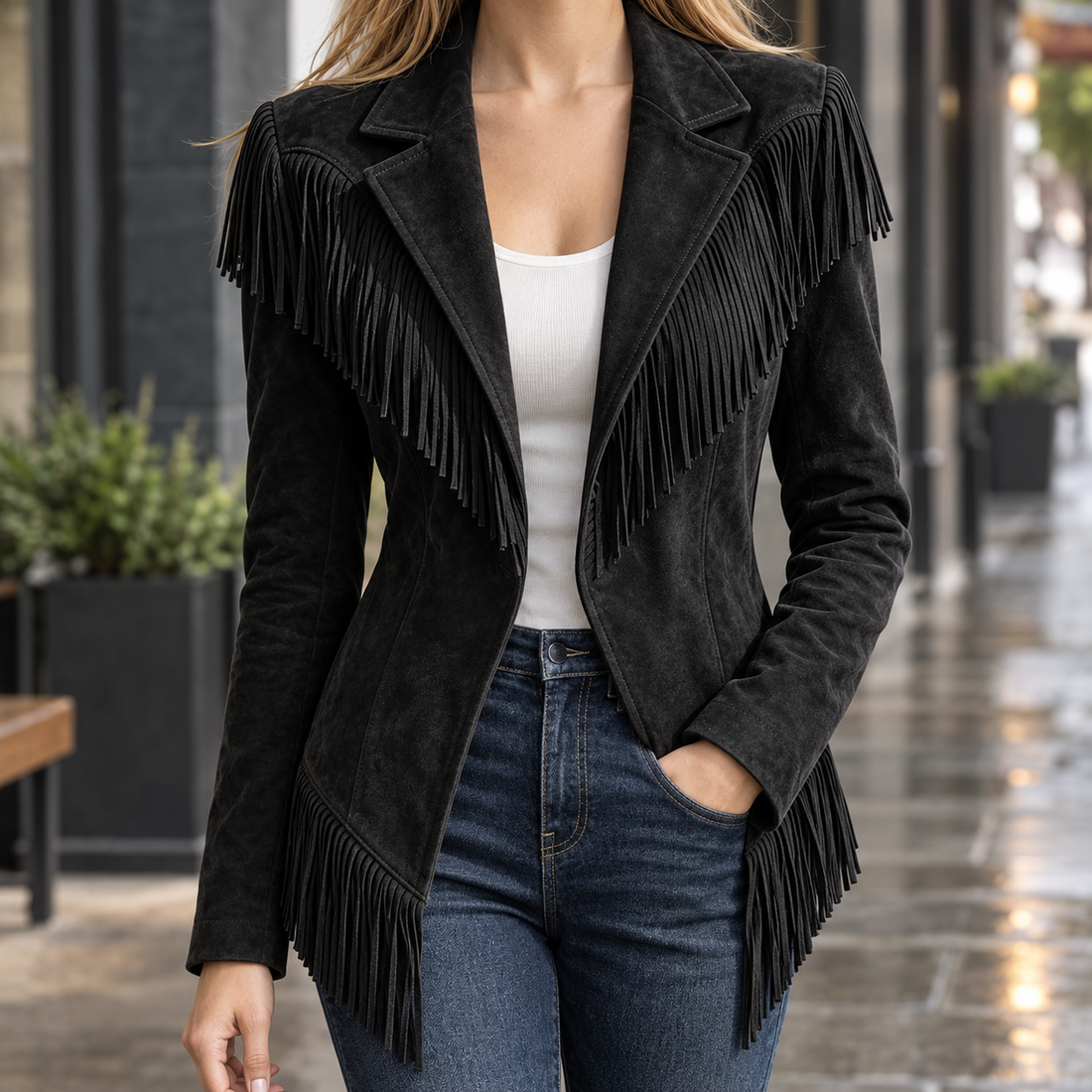 Rachel Suede Jacket - Black