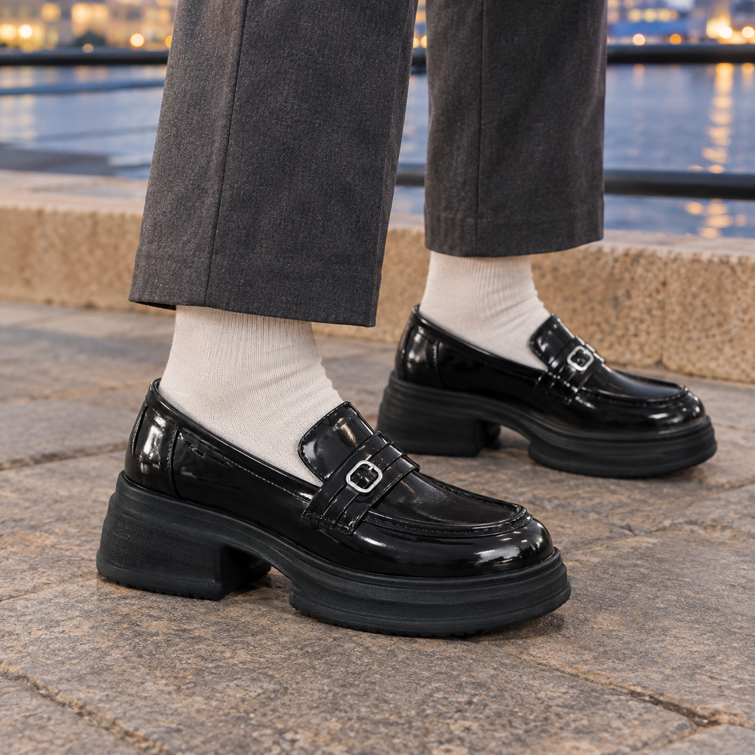 Moretti Buckle Loafers - Black