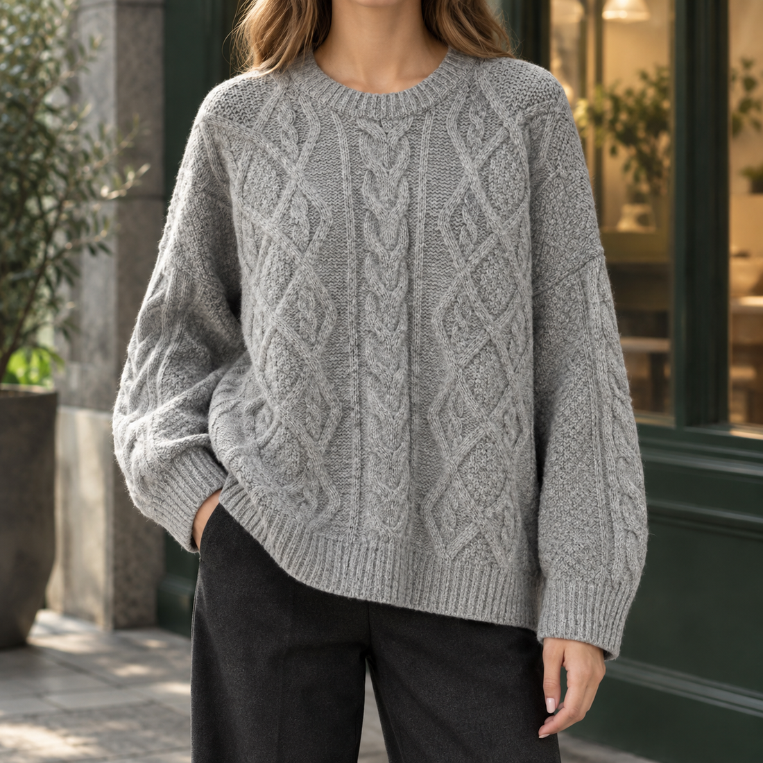 Gwendolen Cable Sweater - Gray