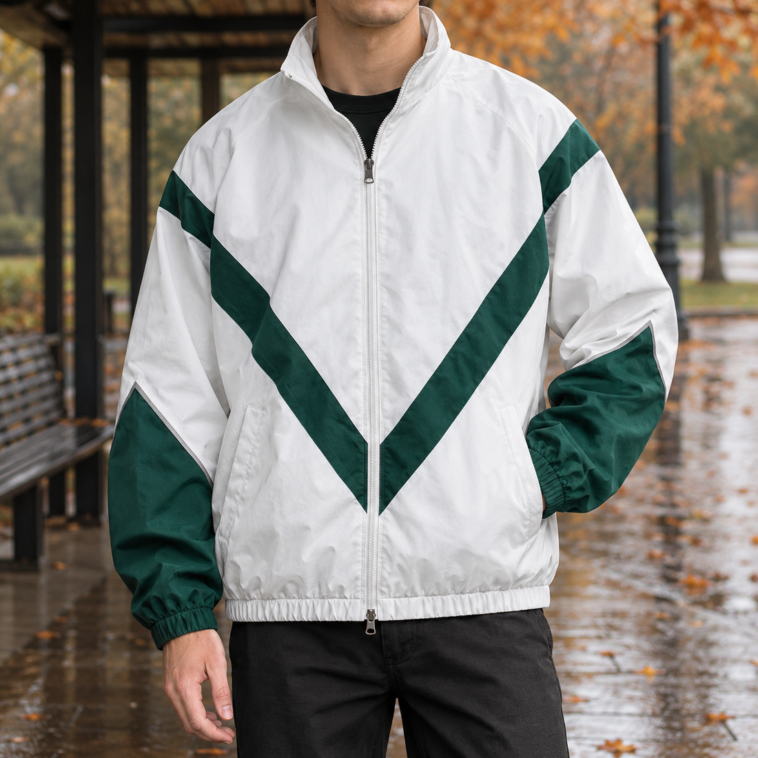 Alec Contrast Jacket - White