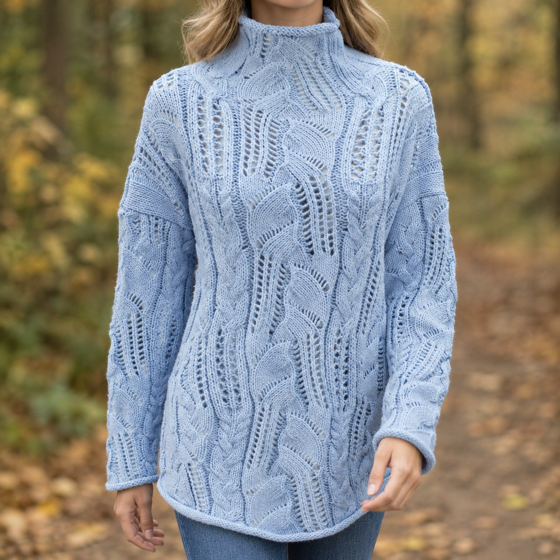Joelle Open Knit Sweater - Blue Spot