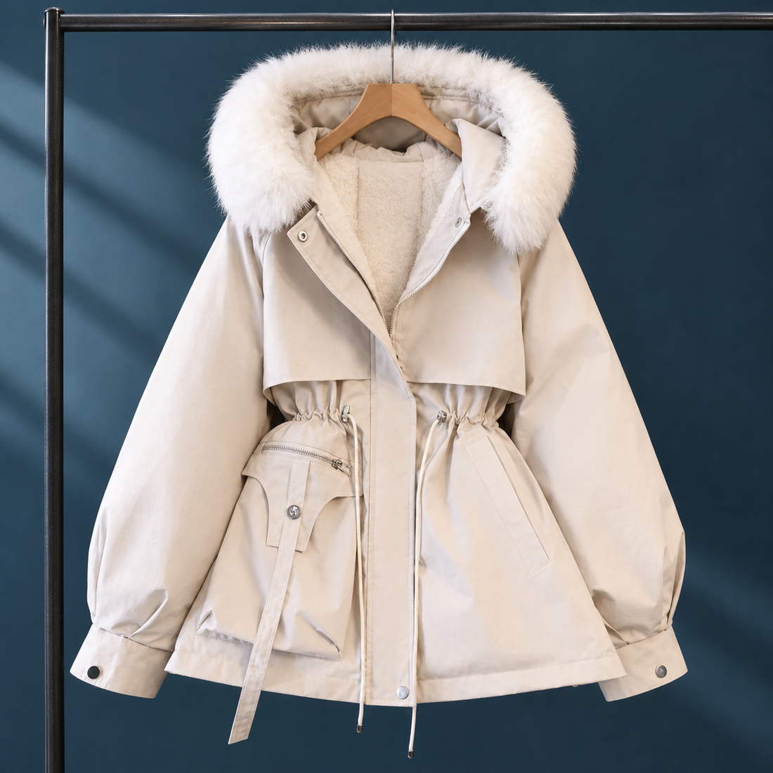 Stella Drawstring Parka - White