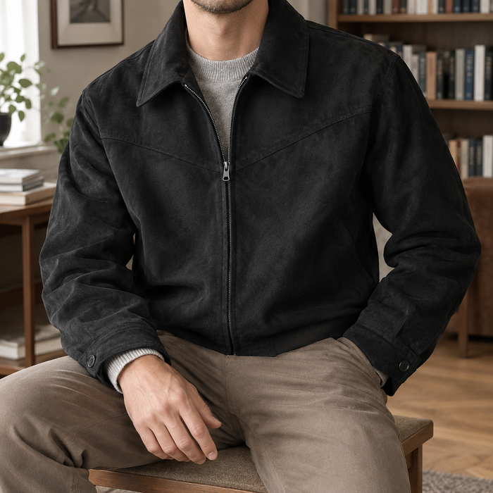 Malcolm Suede Bomber Jacket