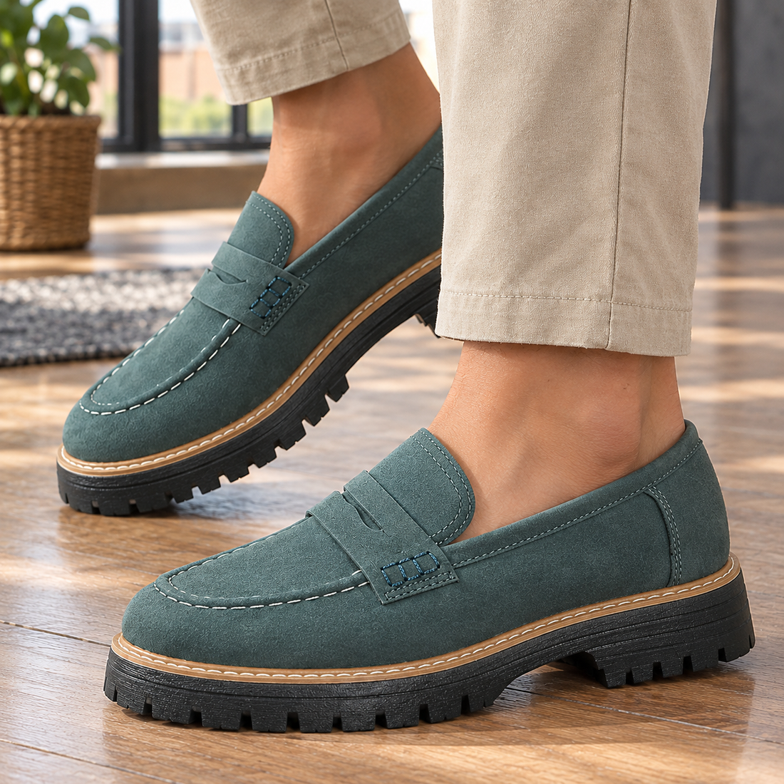 Ferretti Lug Sole Loafers - Lead Product Detail