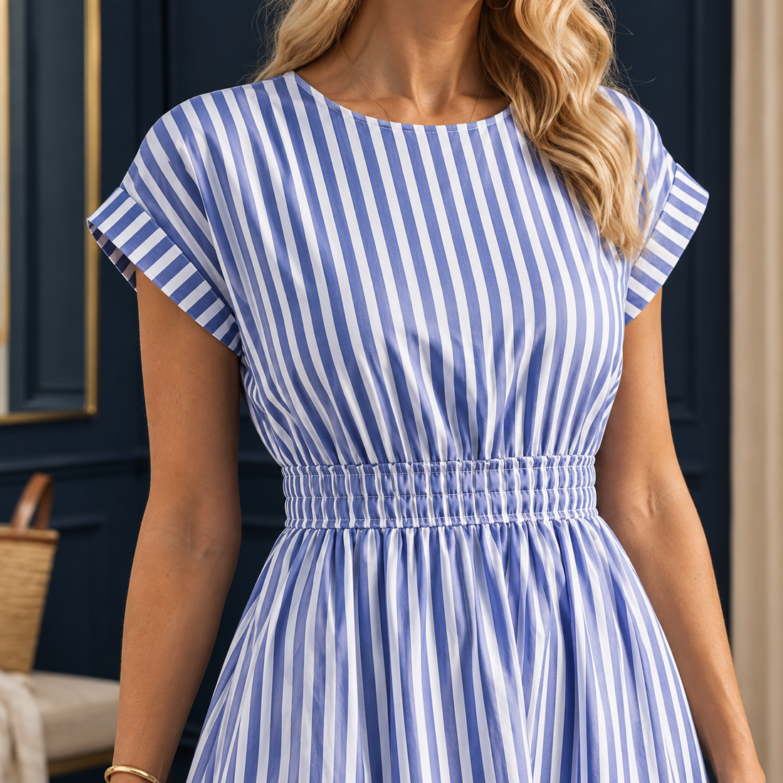 Margot Striped Midi Dress - Lead Product Detail