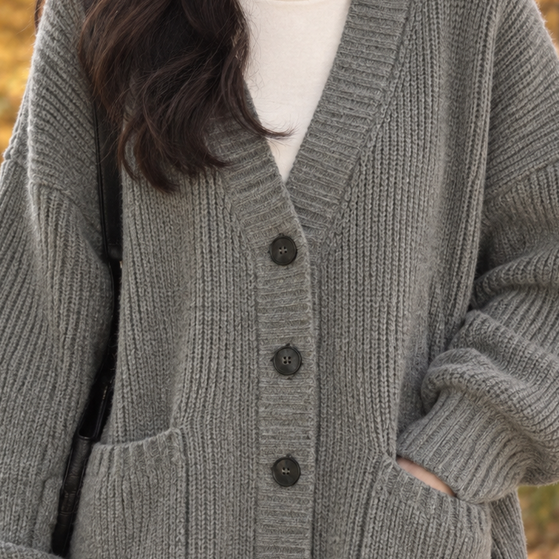 Evadne Ribbed Cardigan - Lead Product Detail