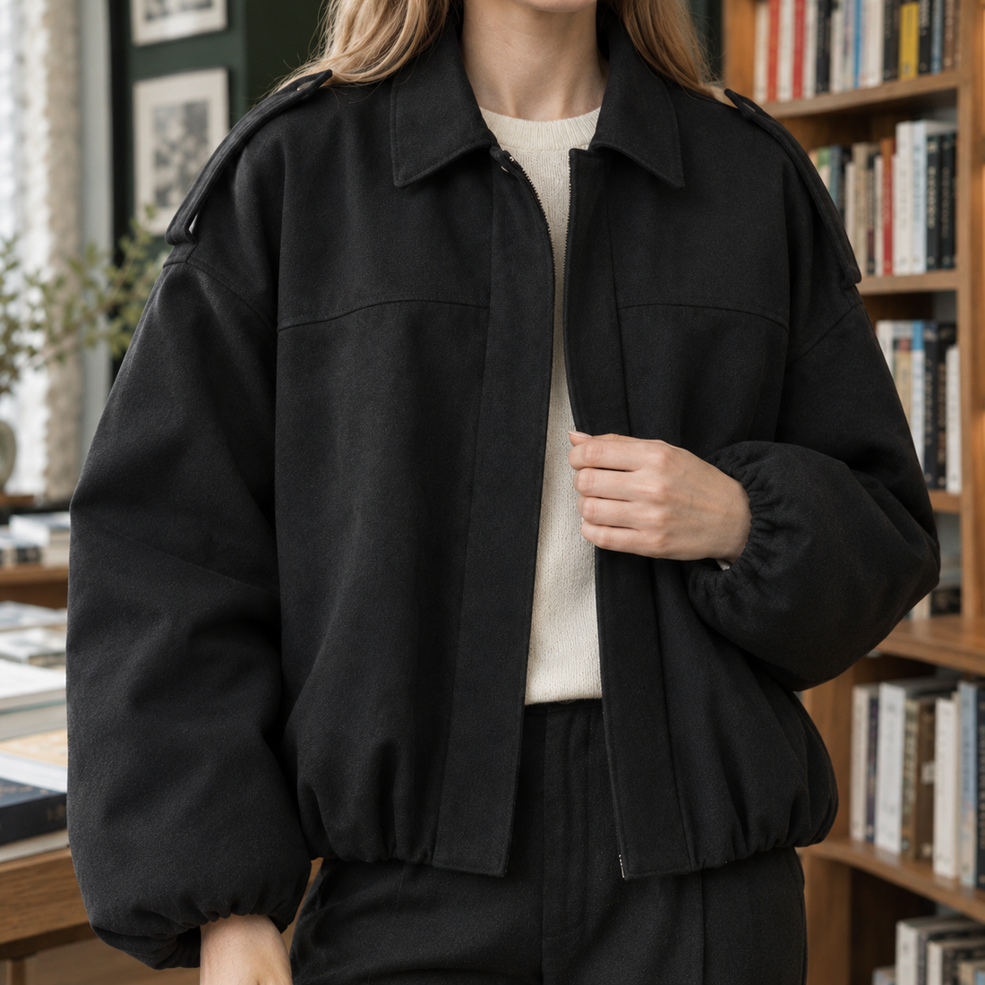 Brigitta Relaxed Bomber Jacket - Lead Product Detail