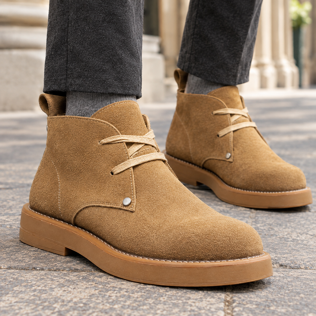 Cesena Suede Derby Boots - Lead Product Detail