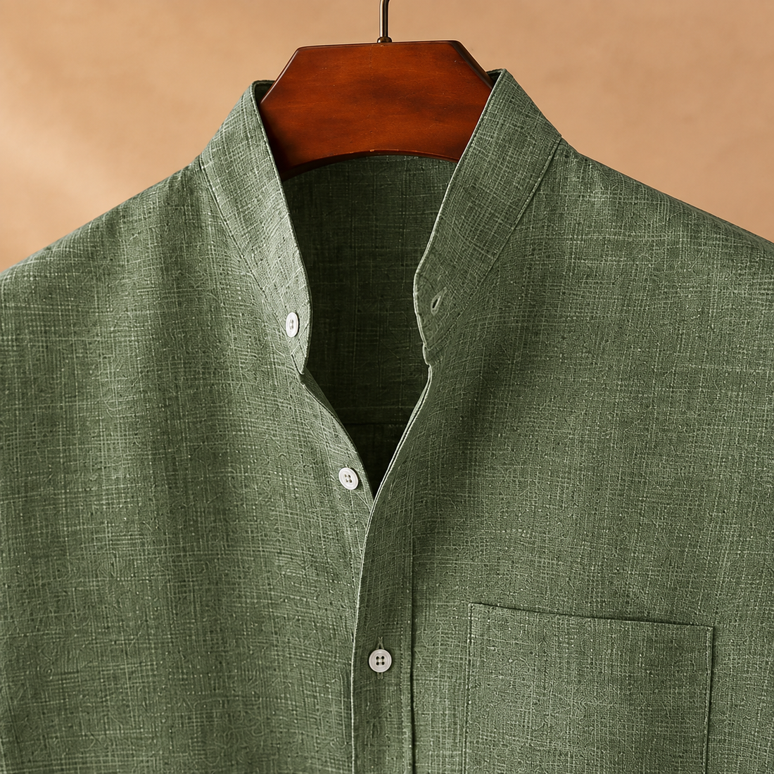 Benedict Stand Collar Shirt - Lead Product Detail