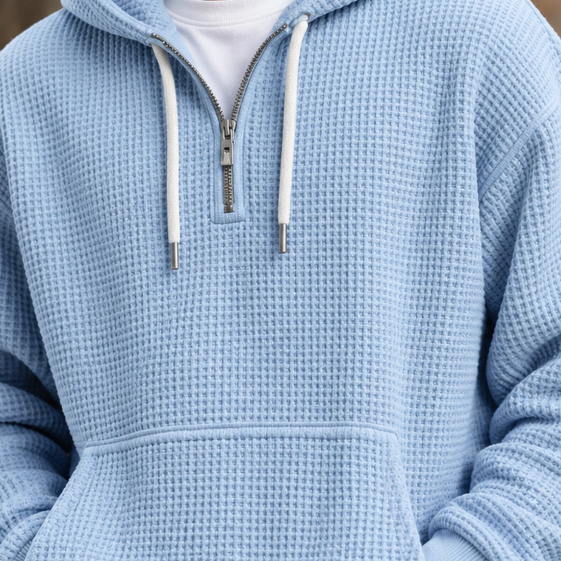 Everett Waffle Hoodie - Lead Product Detail