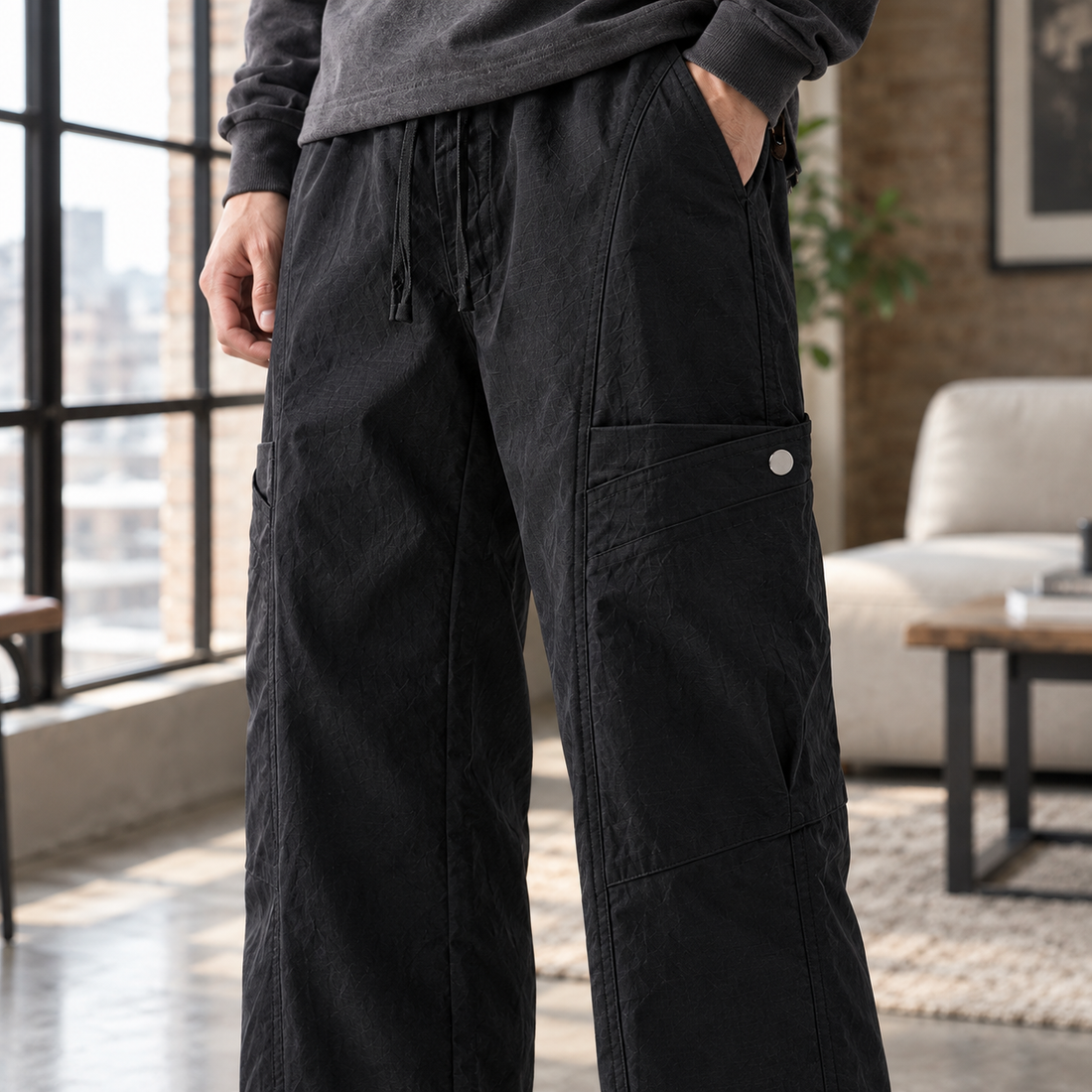 Maximilian Relaxed Cargo Pants - Lead Product Detail