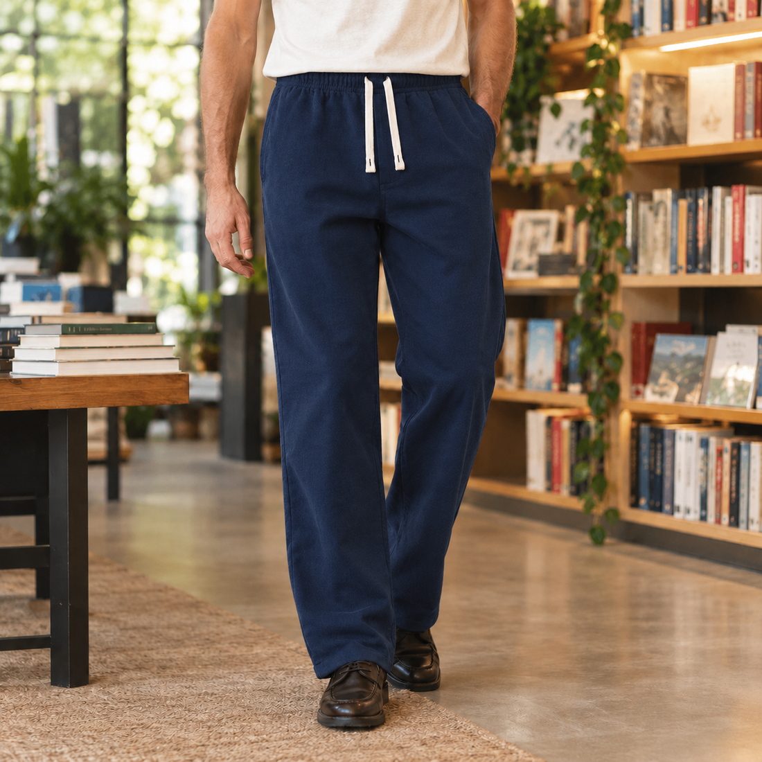 Jordan Straight Leg Pants - Navy Blue