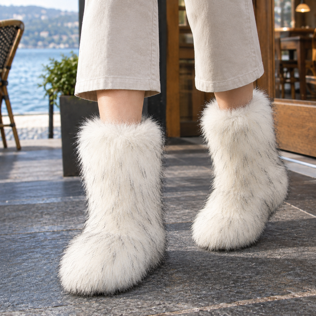 Perugia Plush Boots - White