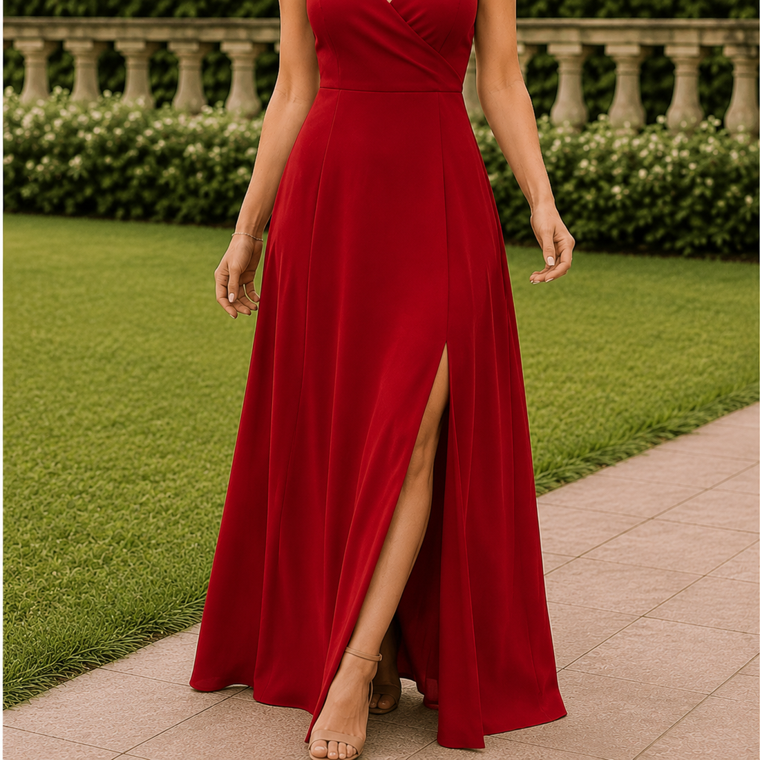 Verity Crossover Maxi Dress - Red