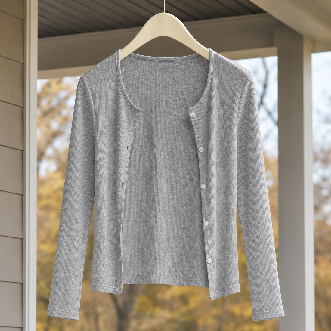 Carlotta Ribbed Cardigan - Gray