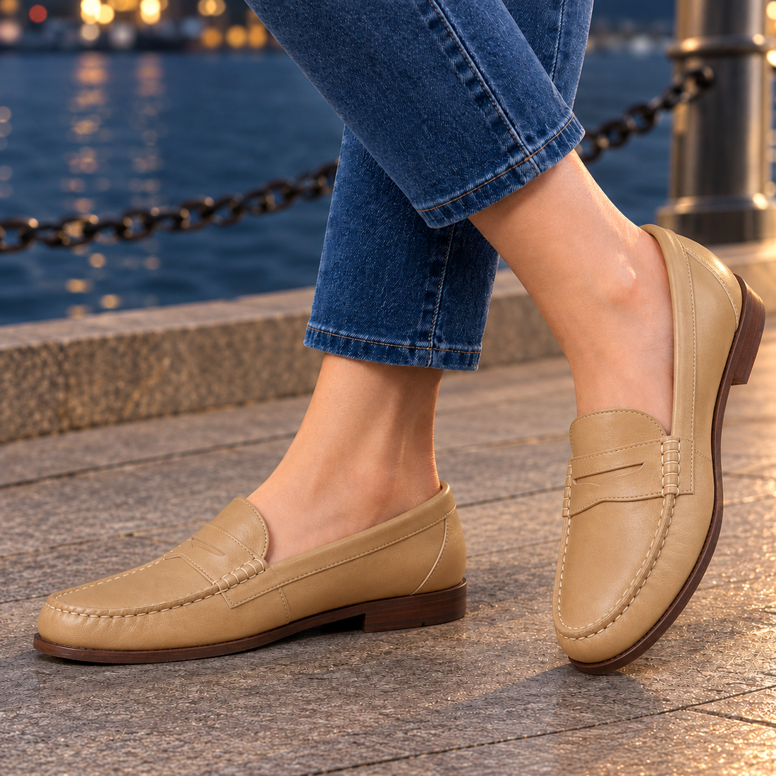Tavelli Leather Loafers - Khaki