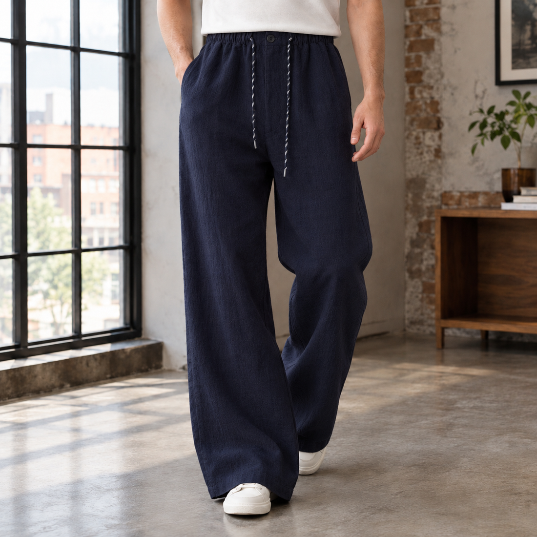Waldemar Wide Leg Pants - Navy Blue