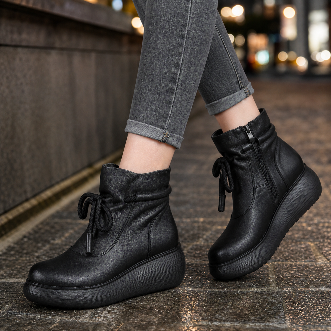 Altieri Wedge Boots - Black
