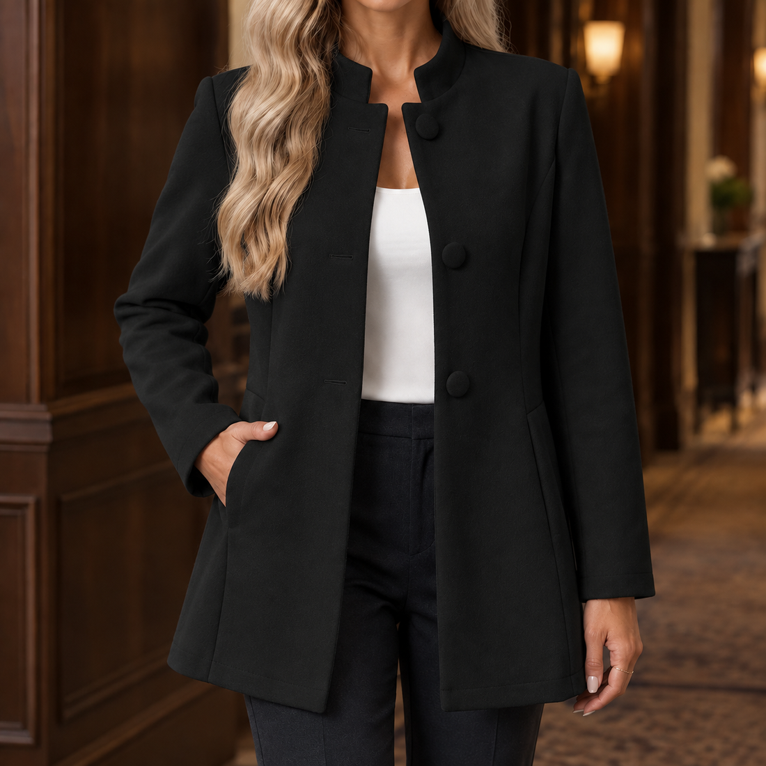 Marlene Longline Blazer - Black