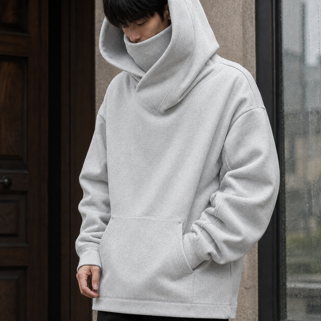 Keith Funnel Neck Hoodie - Tail Wolf Light Gray