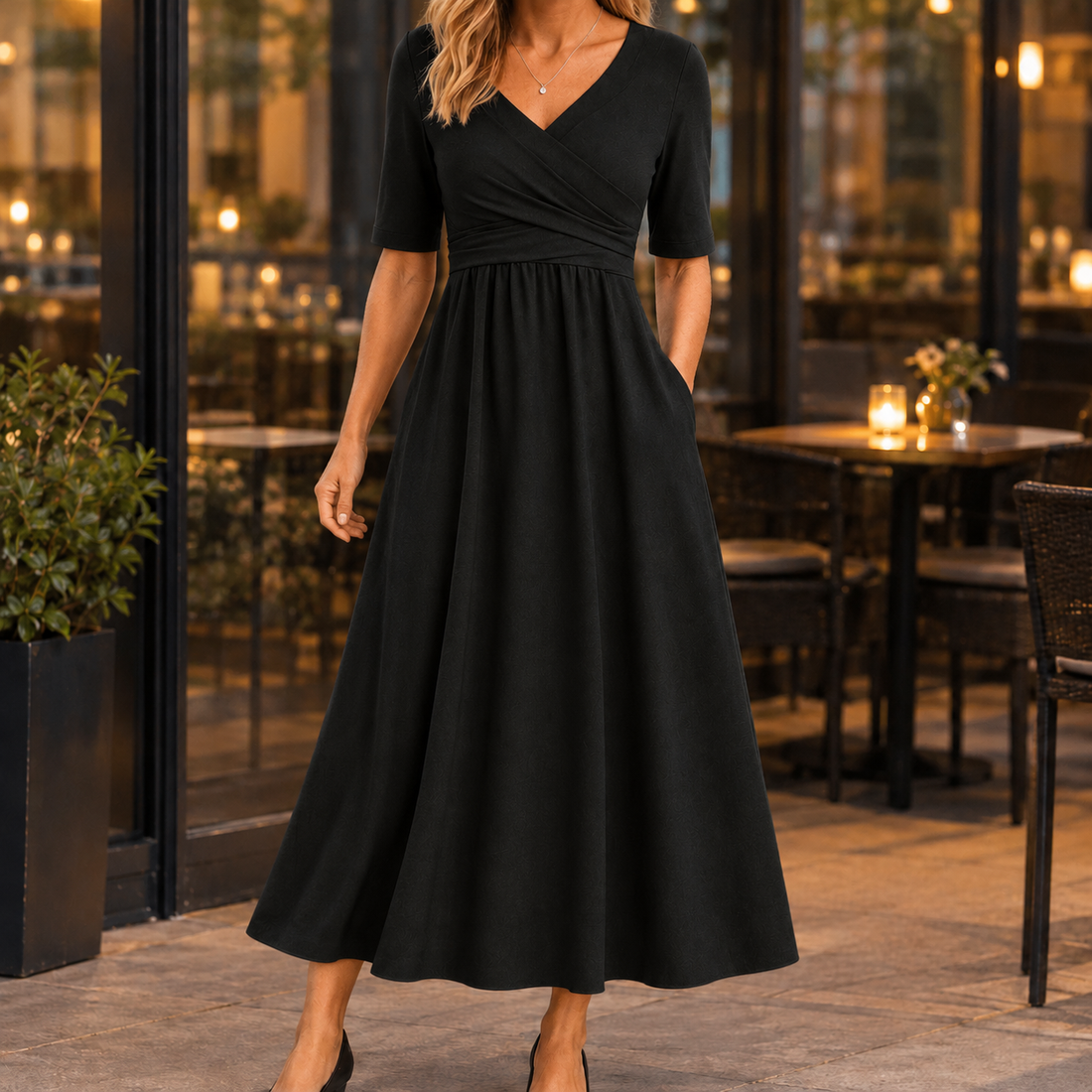 Kelsey Wrap Maxi Dress - Black