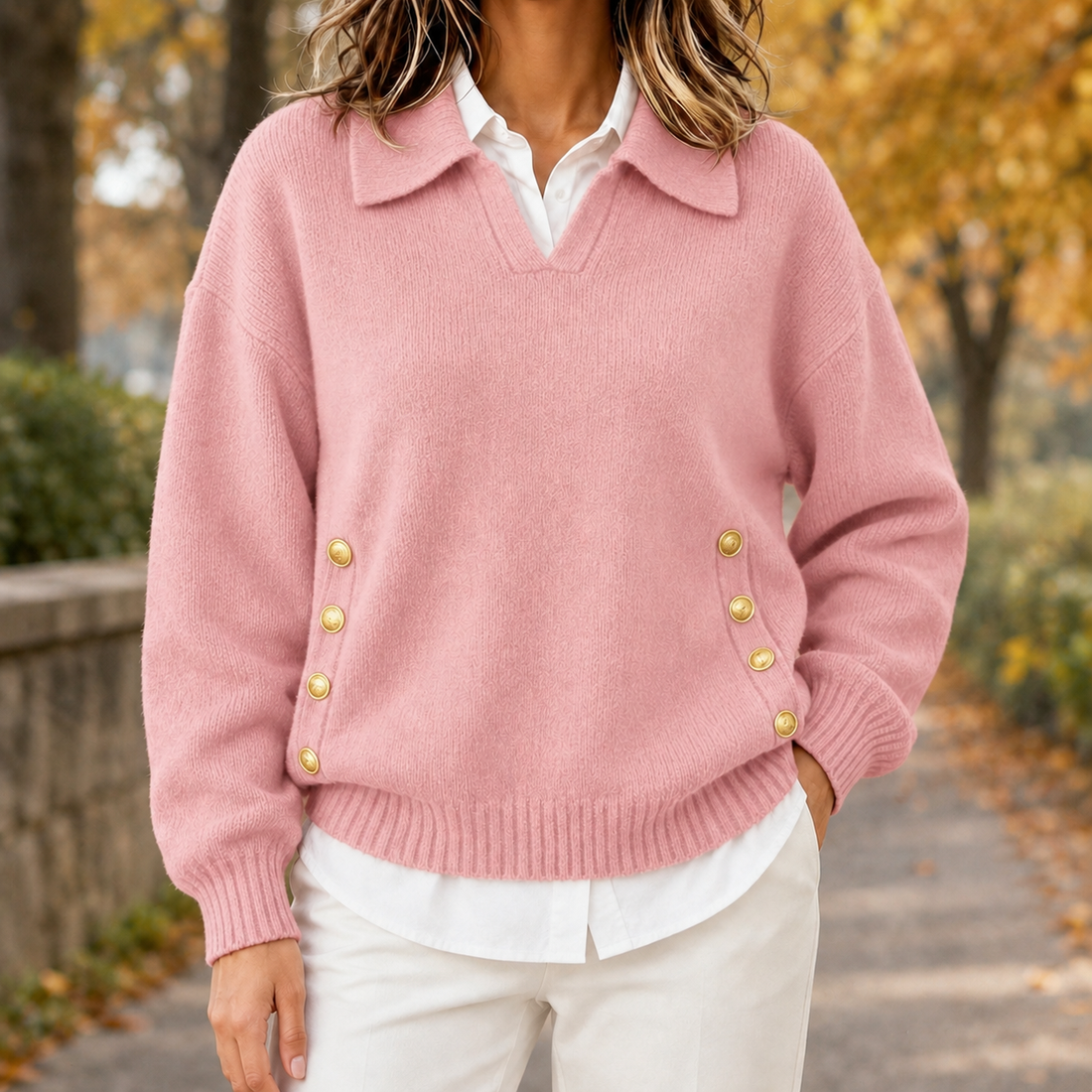 Ysabel Collared Sweater - Pink