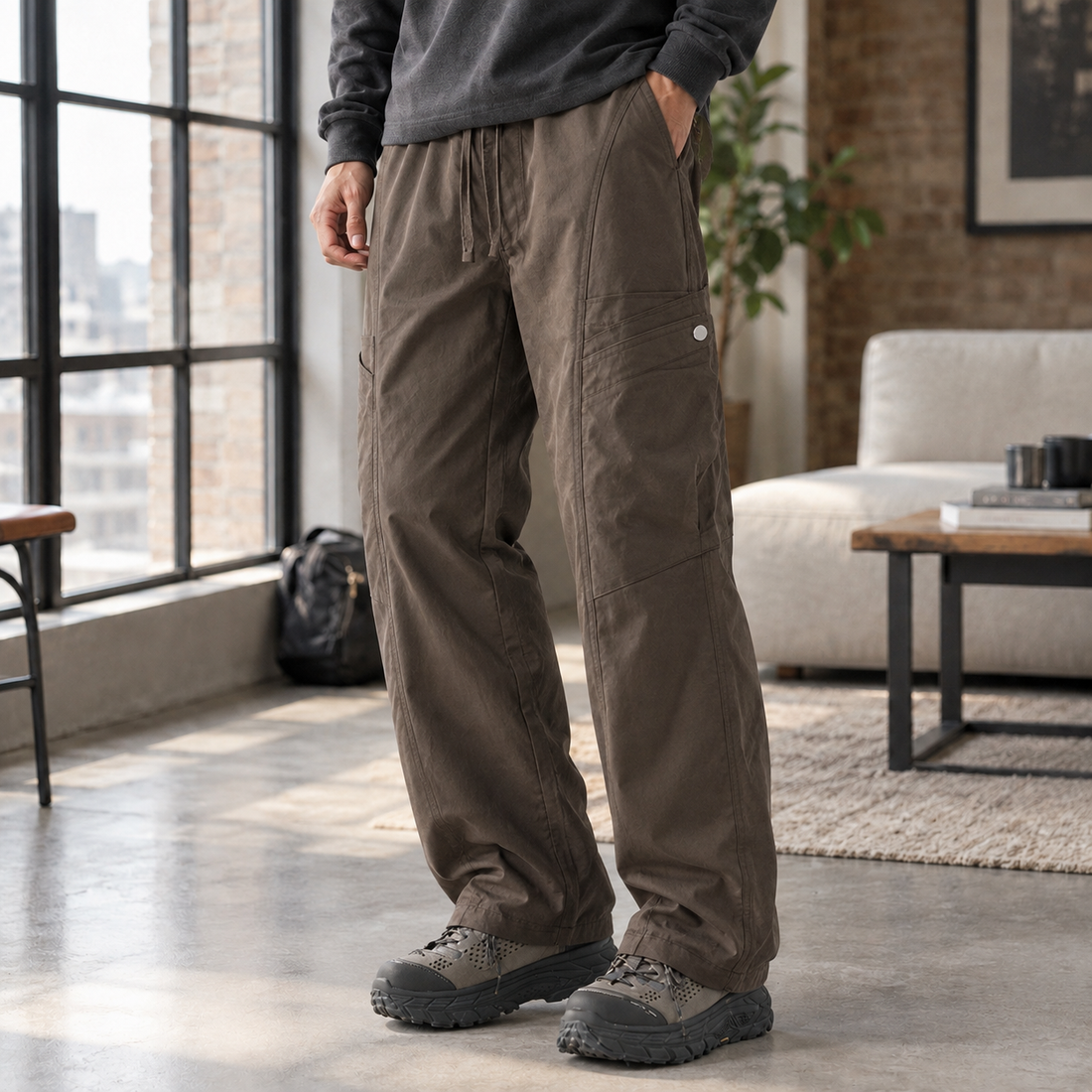 Maximilian Relaxed Cargo Pants - Brown