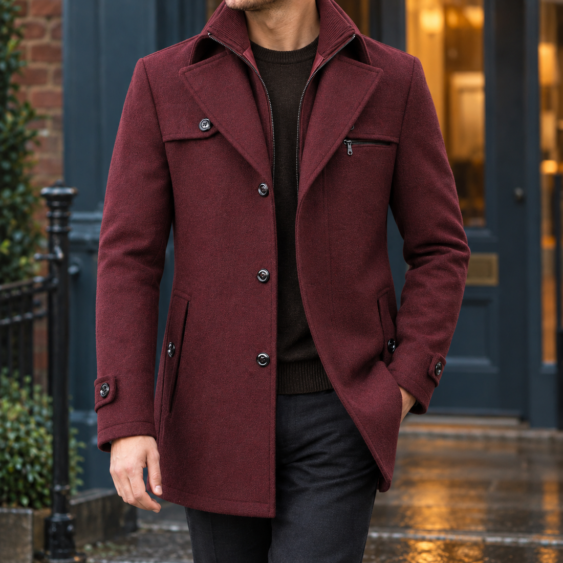 Nash Cashmere Coat - Red