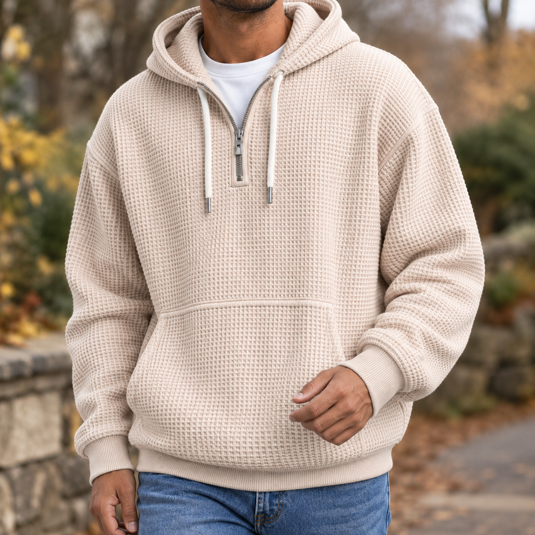 Everett Waffle Hoodie - Apricot