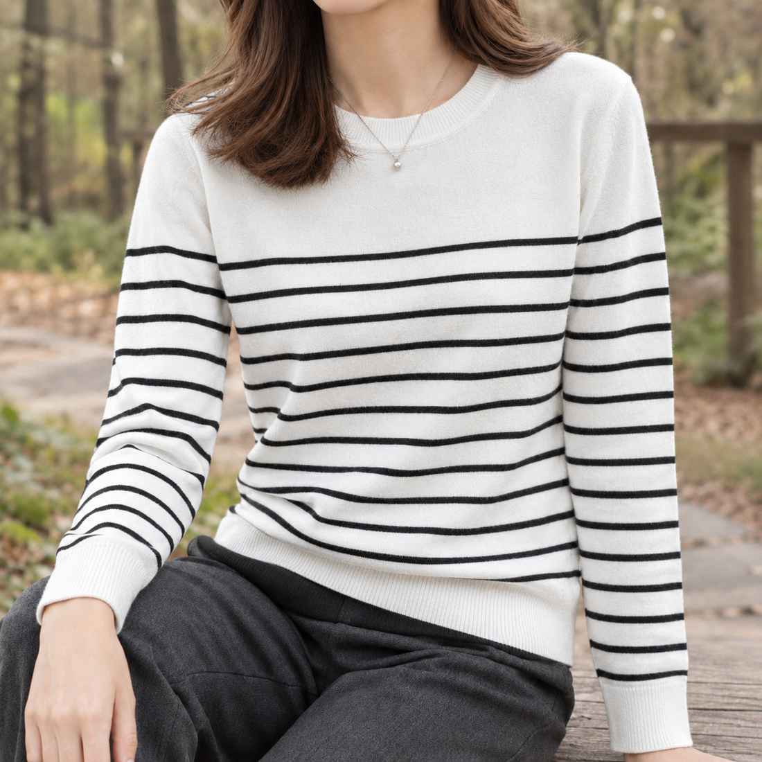 Sadie Striped Sweater - White