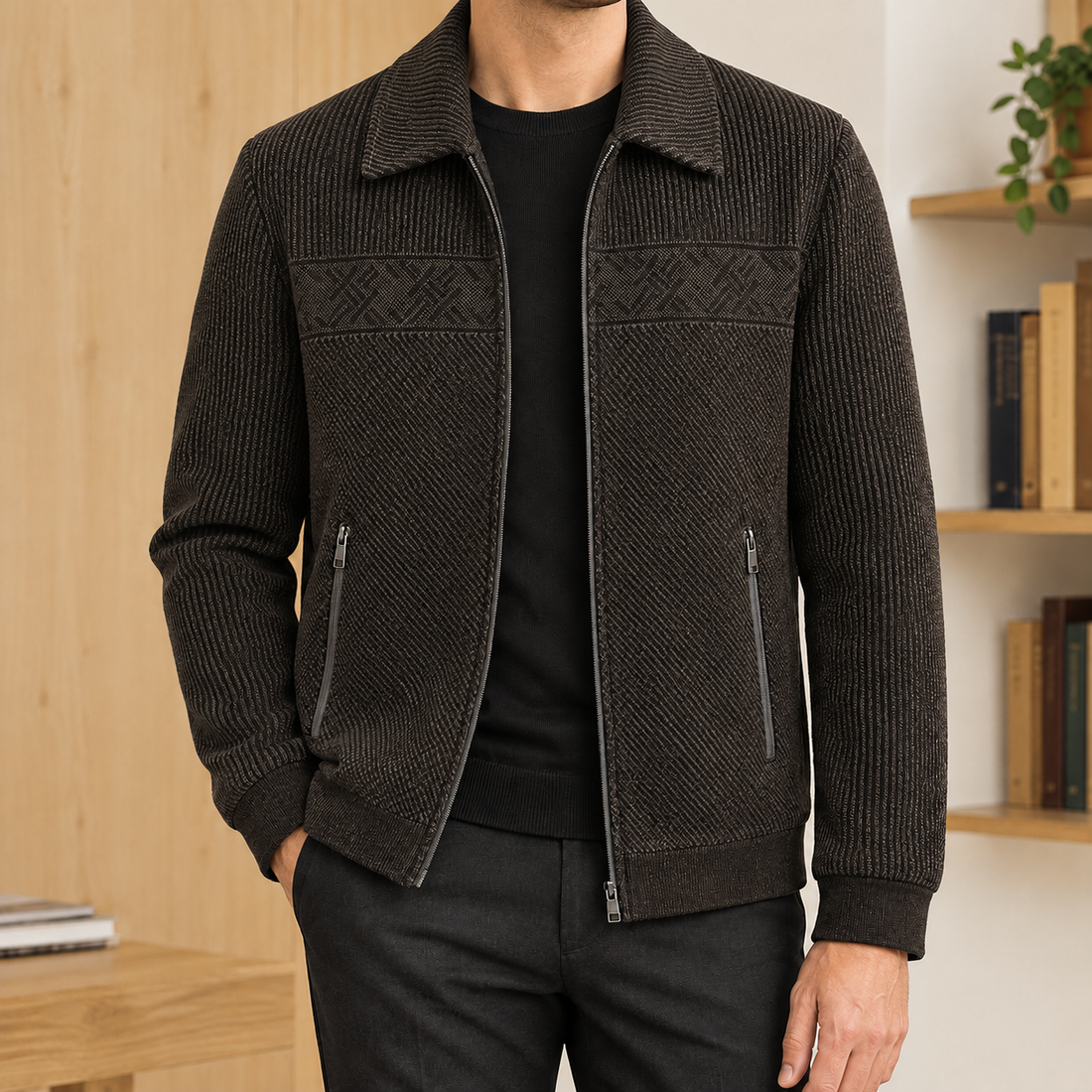 Horace Textured Jacket - Brown