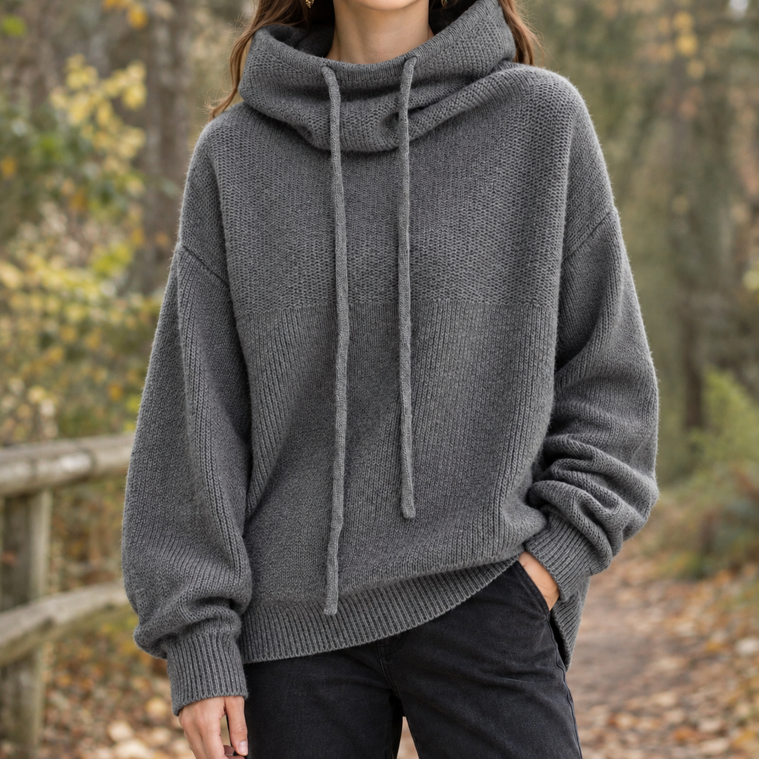 Ines Cowl Neck Sweater - Gray