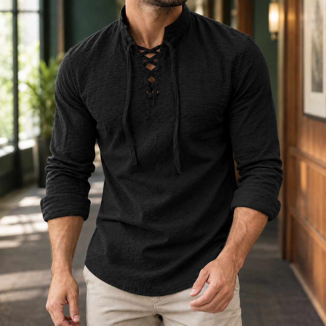 Burnaby Lace-Up Top - Black