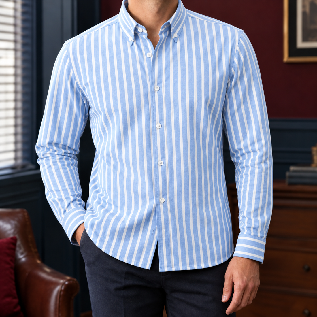 Lucas Striped Shirt - Light Blue
