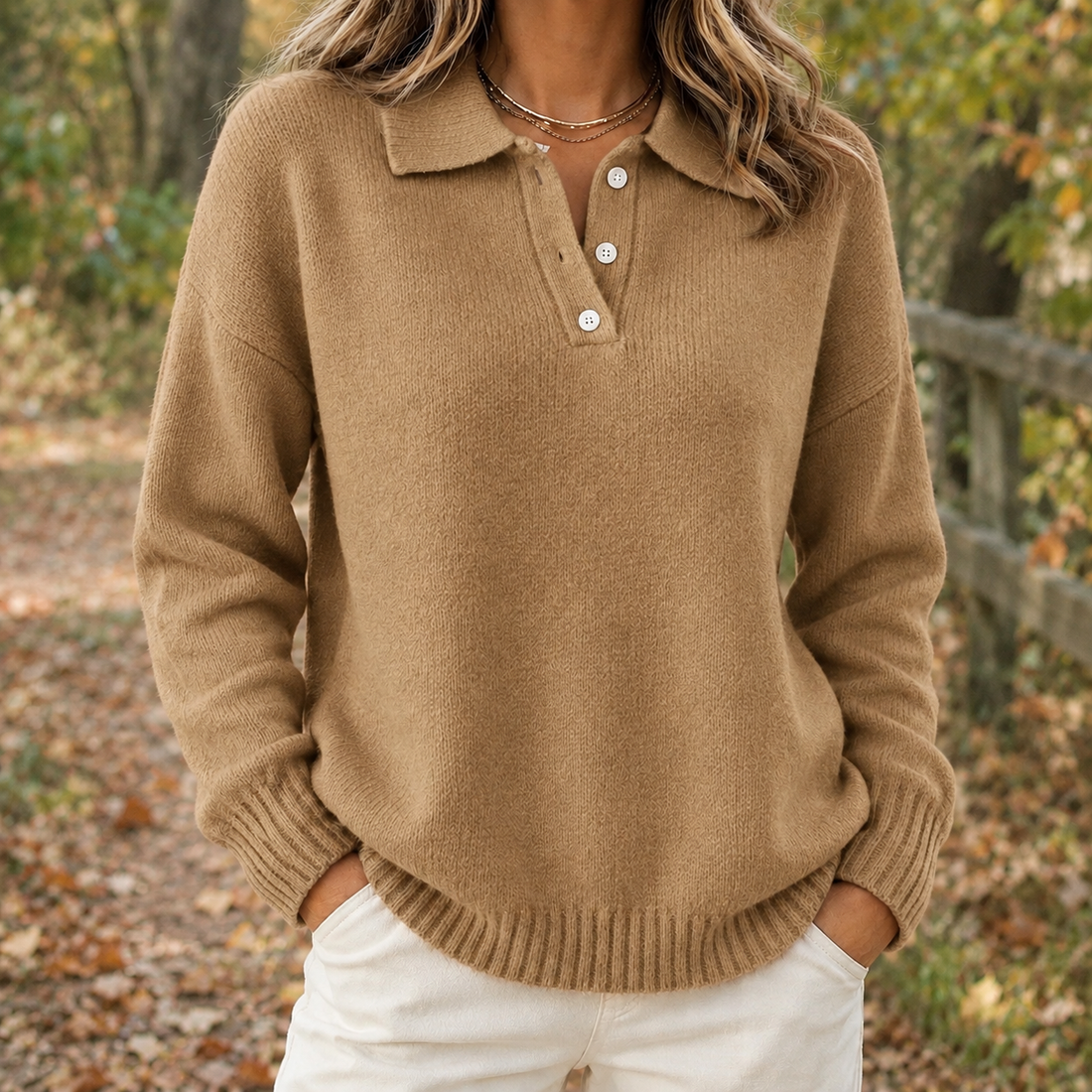 Gabrielle Collared Sweater - Camel
