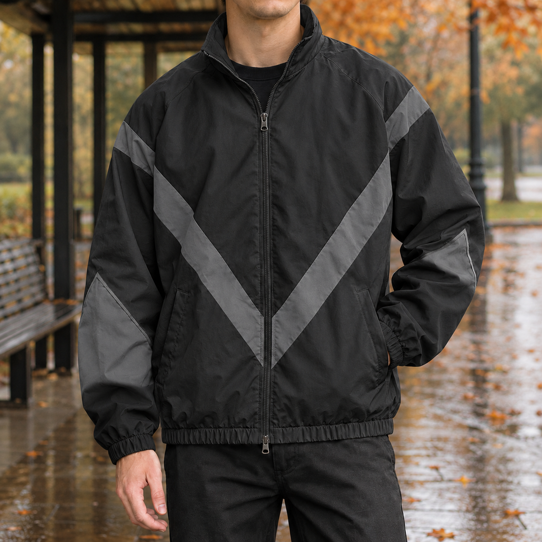 Alec Contrast Jacket - Black