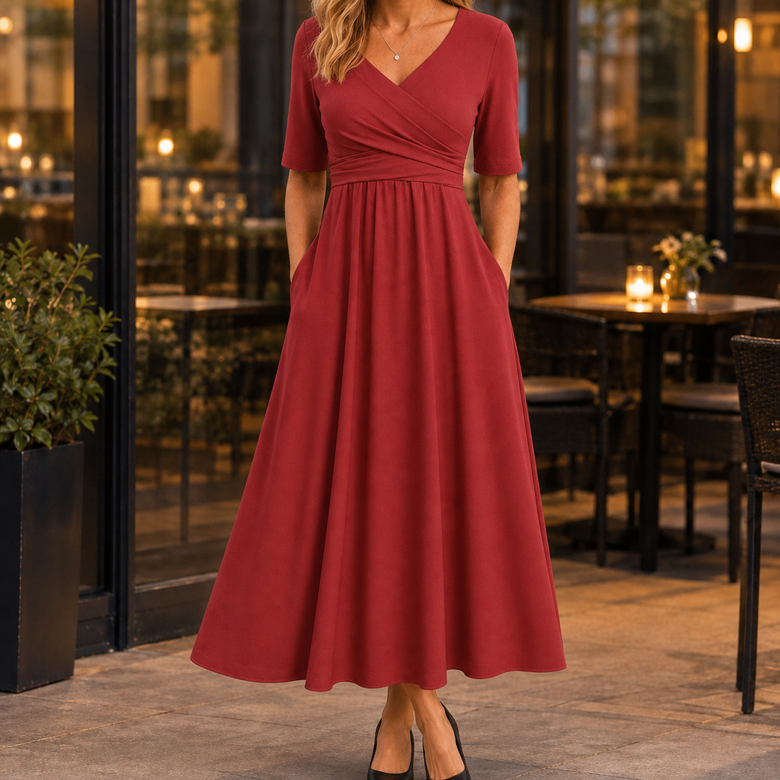 Kelsey Wrap Maxi Dress - Red
