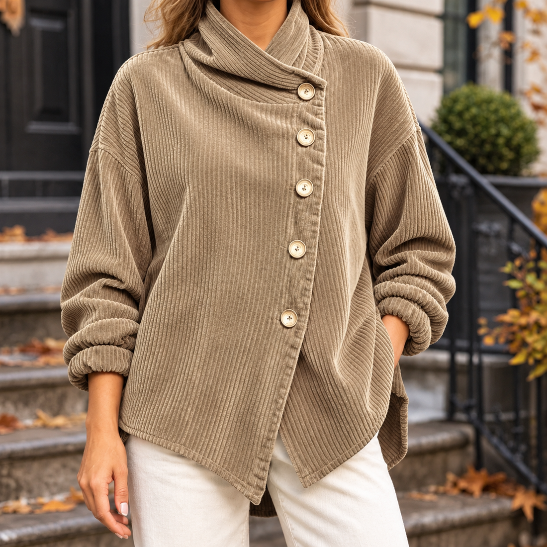 Thea Asymmetric Jacket - Khaki