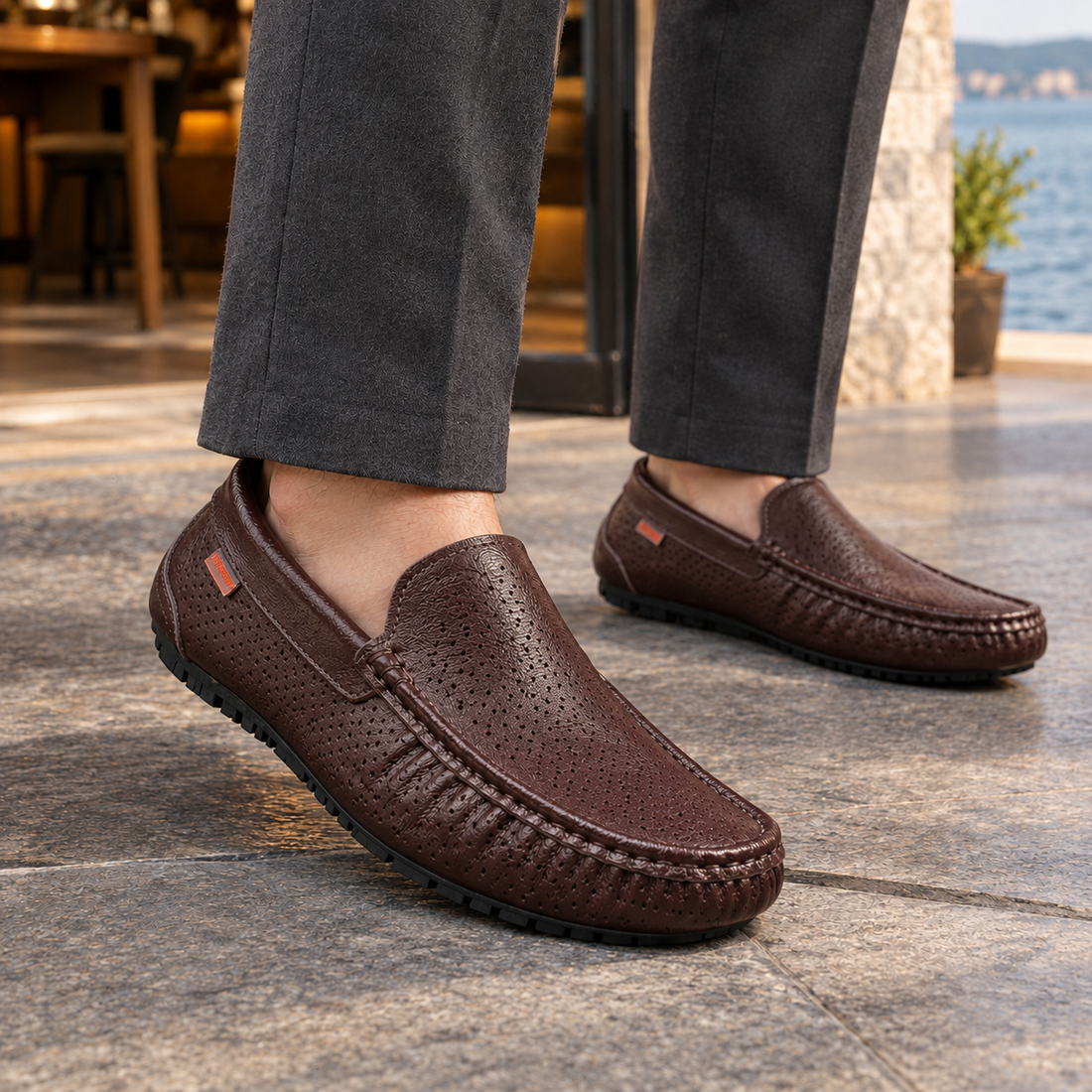 Isernia Leather Loafers - Brown Punched