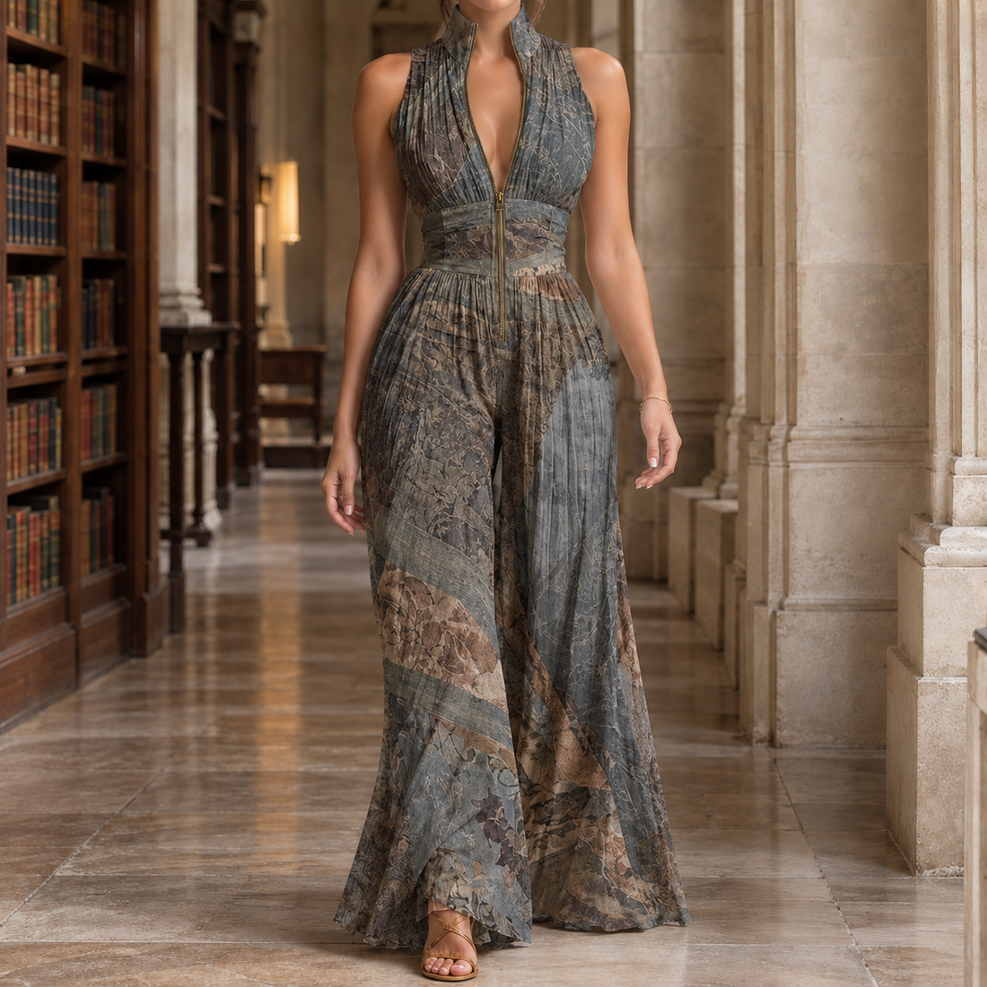 Salome Wide Leg Jumpsuit - Gray