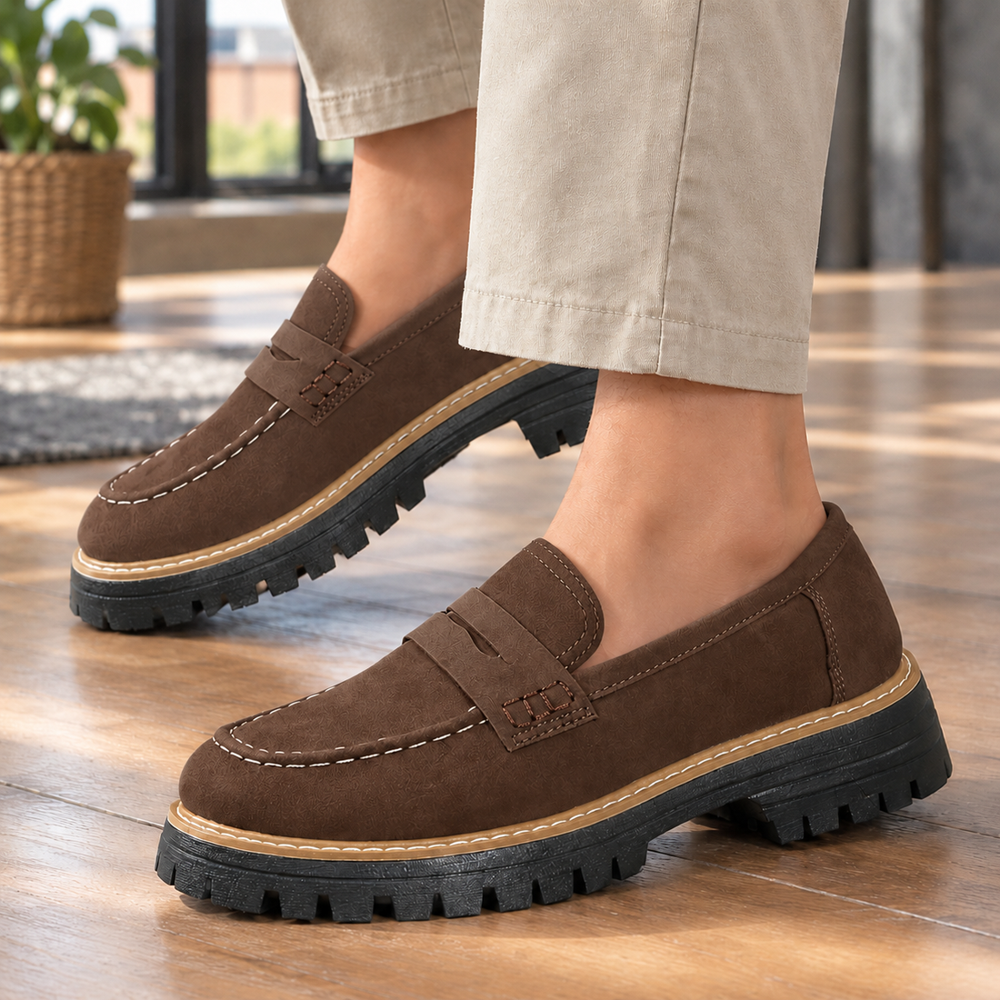 Ferretti Lug Sole Loafers - Dark Brown