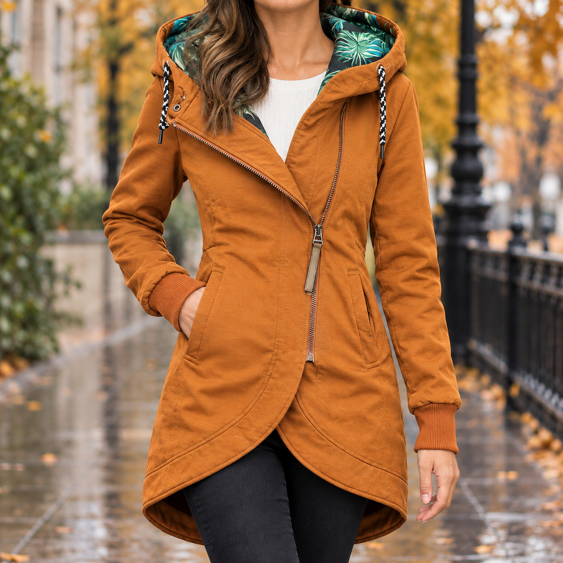 Lena Hooded Jacket - Ginger Yellow
